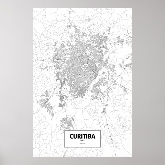 Curitiba, Brasilien (schwarz auf weiß) Poster (Vorne)