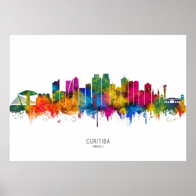 Curitiba Brasilien Skyline Poster (Vorne)
