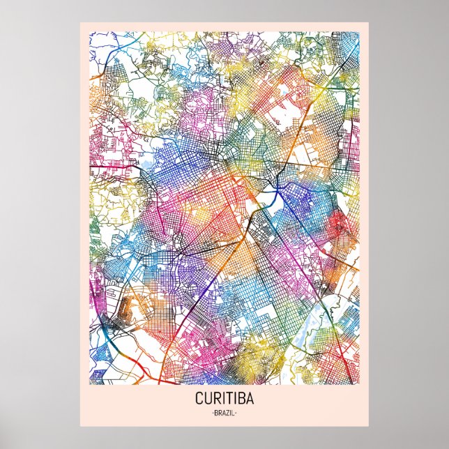 Curitiba Brazil City Map Poster (Vorne)
