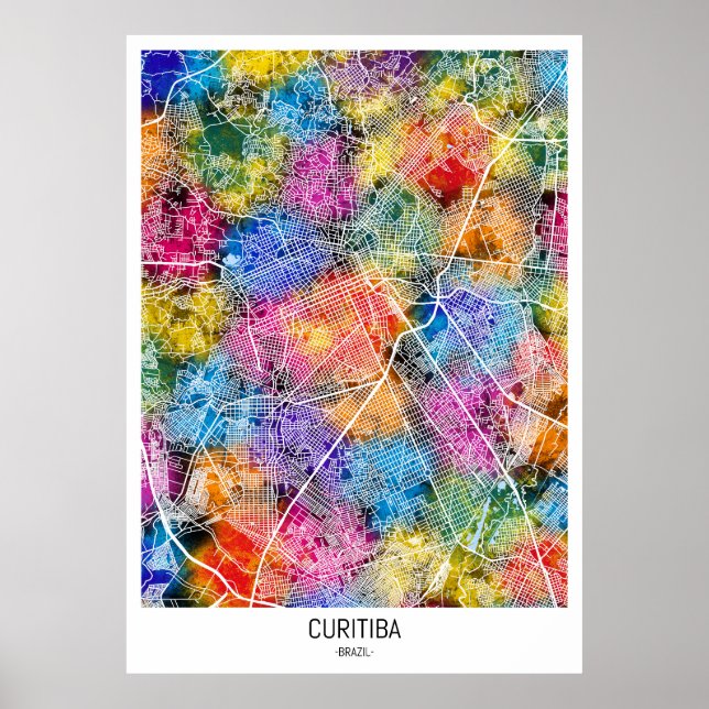 Curitiba Brazil City Map Poster (Vorne)