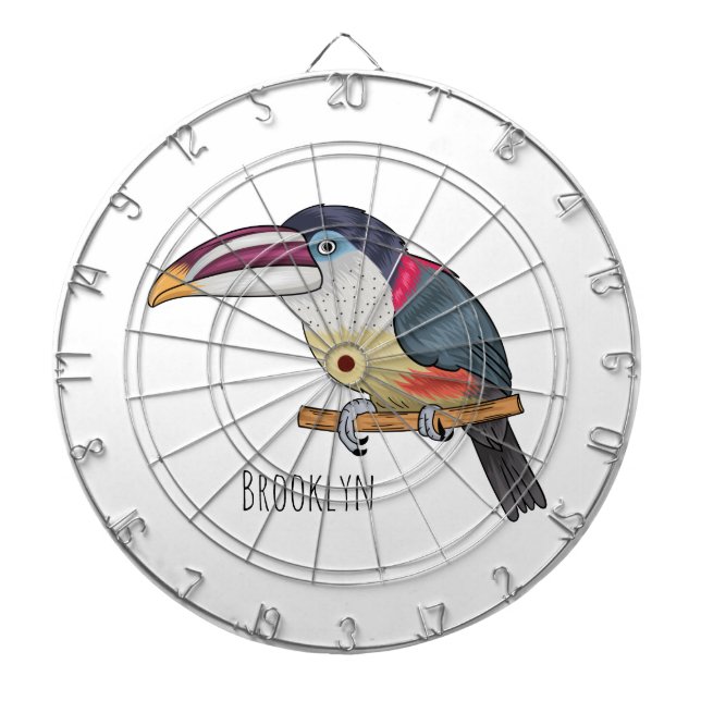 Curl crested aracari bird cartoon illustration dartscheibe (vorne)