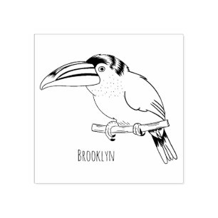 Curl crested aracari bird cartoon illustration gummistempel