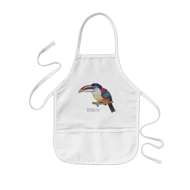Curl crested aracari bird cartoon illustration kinderschürze (Vorne)