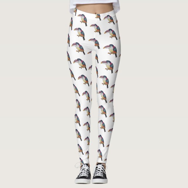Curl crested aracari bird cartoon illustration leggings (Vorderseite)