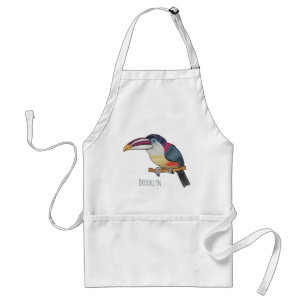 Curl crested aracari bird cartoon illustration schürze