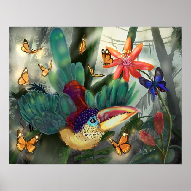 Curl Crested Aracari Toucan Poster (Vorne)