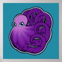 Curled Lila Gepunkteter Oktopus Tinte Zeichnend De