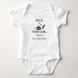 Curler Birth Announcement Milk Then Curl - Curling Baby Strampler
