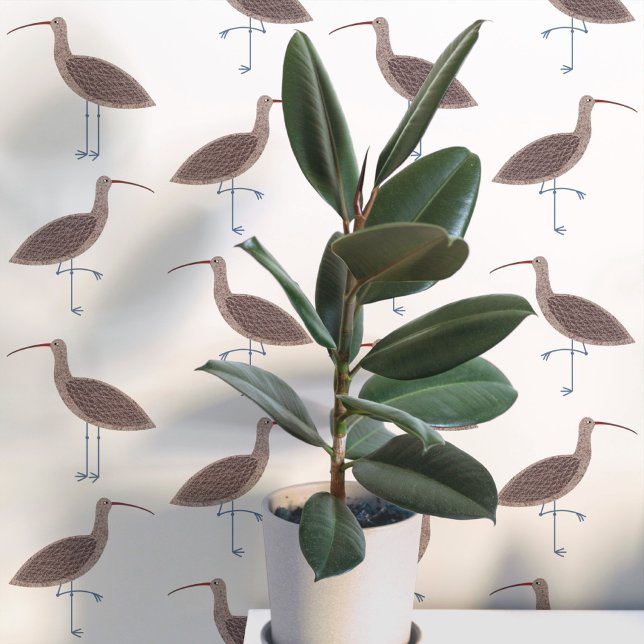 Curlew Bird Coasttern Muster Tapete (Curlew coastal bird art peel and stick wallpaper)