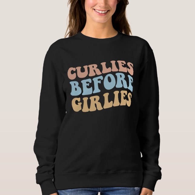 Curlies before Girlies Cool Valentines Day Fries Q Sweatshirt (Vorderseite)