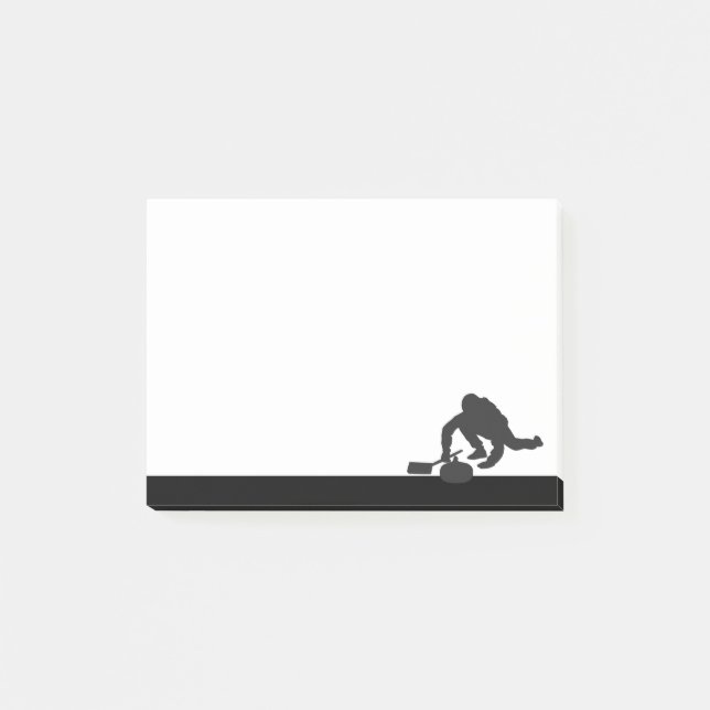 Curling-Athlet Sport Silhouette Post-it Klebezettel (Vorderseite)