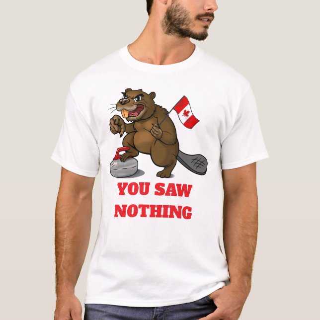 Curling beaver with flag T-Shirt (Vorderseite)