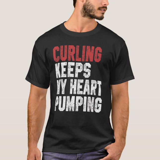 Curling Behalte mein Herz Pumping Coach Player Mam T-Shirt (Vorderseite)