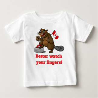 Curling-Biber mit Flagge Baby T-shirt