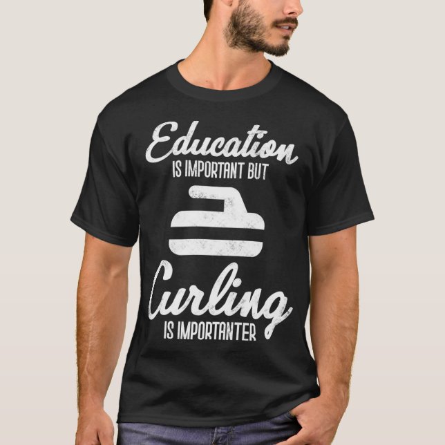 Curling Bildung ist wichtig Curler Premium T-Shirt (Vorderseite)