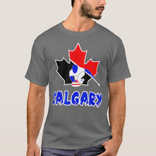 Curling Calgary für den kanadischen Curling Fan un T-Shirt (Vorderseite)