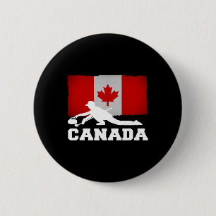 Curling Canada Flagge Stolz Urlaub Reise Kanadisch Button