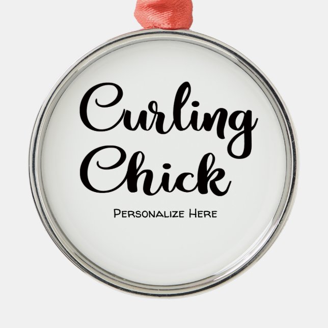 Curling Chick Ornament Aus Metall (Vorne)