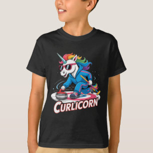 Curling-Einhorn-Eis-Curling-Spieler-Eissport lusti T-Shirt