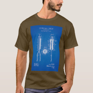 Curling-Eisen-blaues Patent T-Shirt