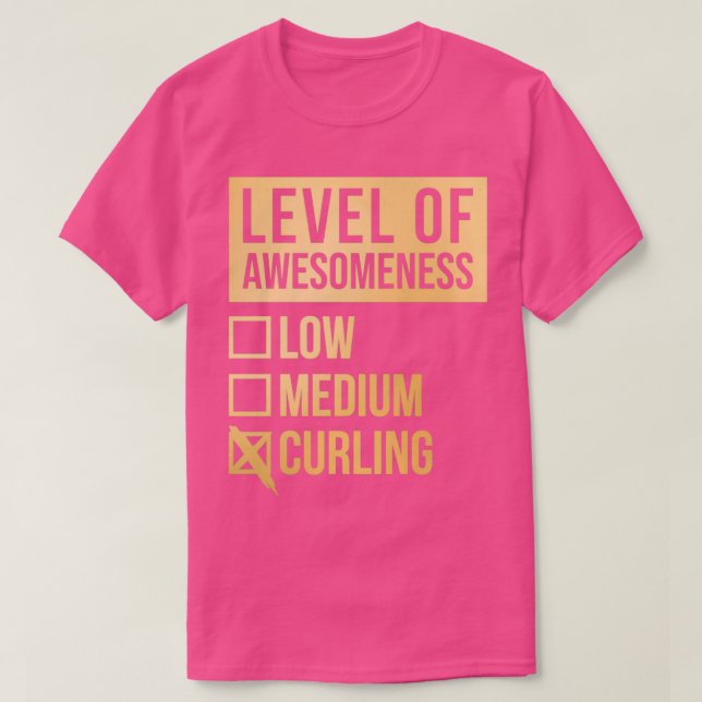 Curling Funny Level of Curling in Gold T-Shirt (Design vorne)