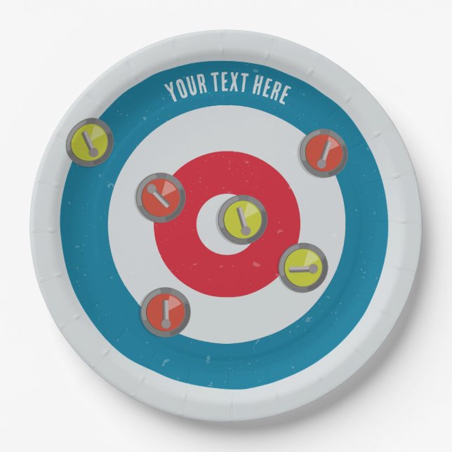 Curling House und Curling Steine oben Pappteller (Vorderseite)