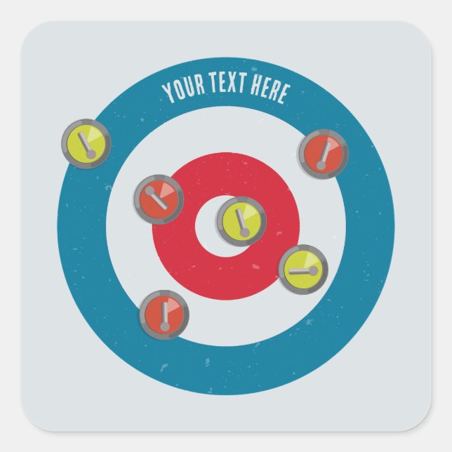 Curling House und Curling Steine oben Quadratischer Aufkleber (Vorderseite)