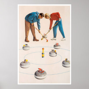 Curling-Kunstposter Vintage-Sportplakat Poster