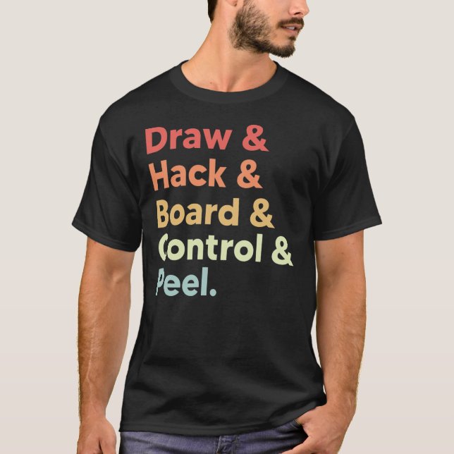 Curling meme draw hack board control peel retro T-Shirt (Vorderseite)