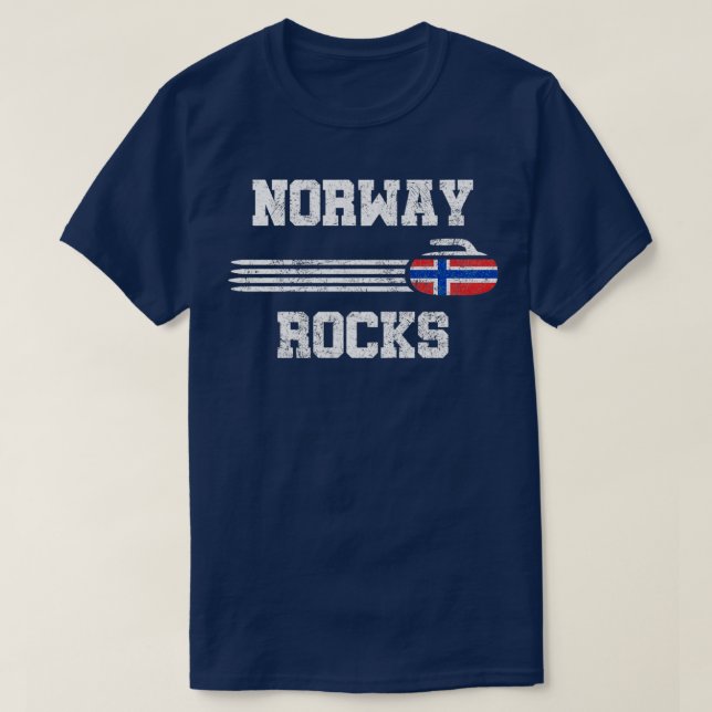 Curling Norwegen Rocks Curling Stone T-Shirt (Design vorne)