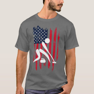 Curling Novelty Sports T USA Flag T-Shirt