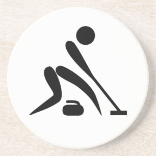 Curling Piktogramm Sandstein Untersetzer