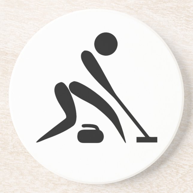 Curling Piktogramm Sandstein Untersetzer (Vorne)