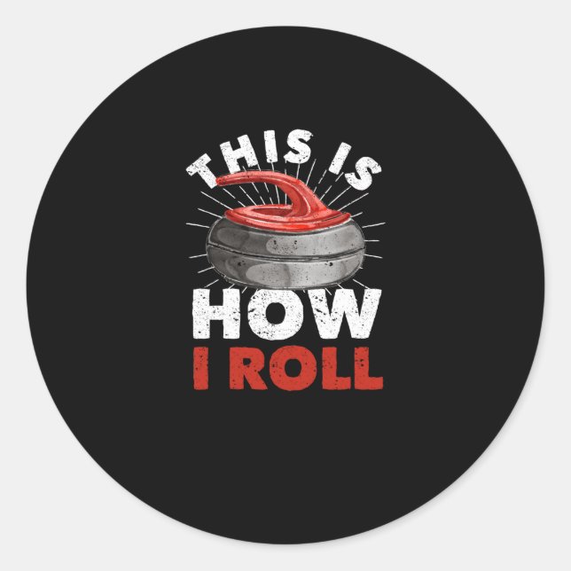 Curling Player Fan Winter Sports Curler Runder Aufkleber (Vorderseite)