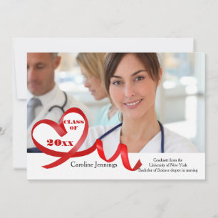 Curling Ribbon Herz Foto Abschluss Einladung