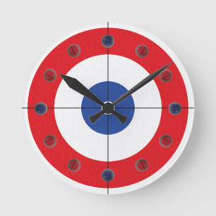 Curling Rock Marker Clock- (rot) Runde Wanduhr