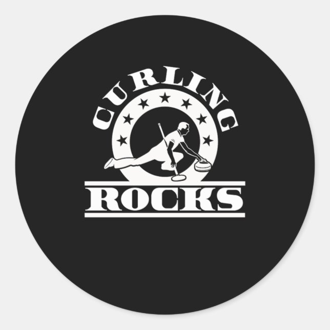Curling Rocks Cool Ice Sports Game Gift Runder Aufkleber (Vorderseite)