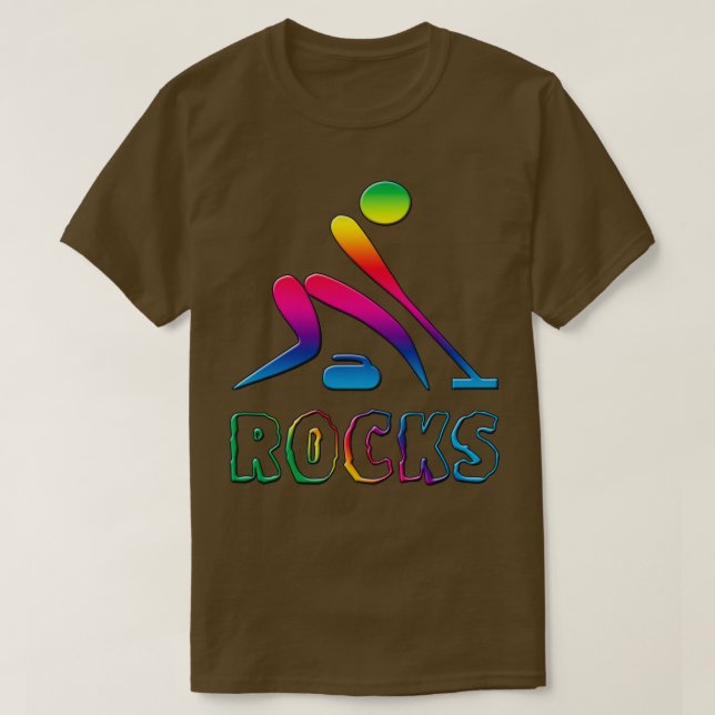 Curling Rocks Rainbow Curler-Geschenk T-Shirt (Design vorne)