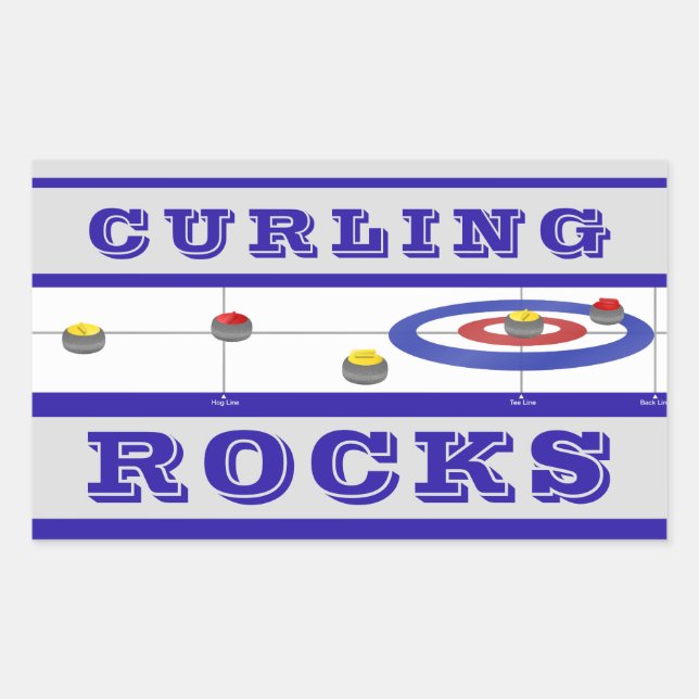 Curling Rocks Rechteckiger Aufkleber (Vorderseite)