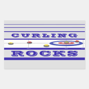 Curling Rocks Rechteckiger Aufkleber