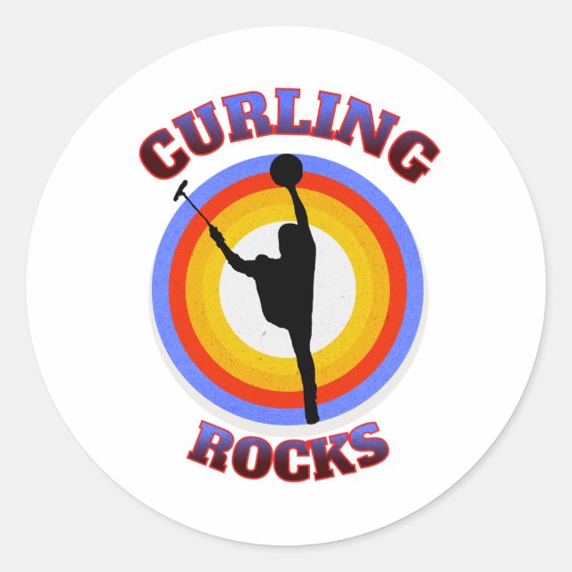 Curling Rocks Runder Aufkleber (Vorderseite)