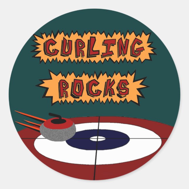 Curling Rocks Runder Aufkleber (Vorderseite)