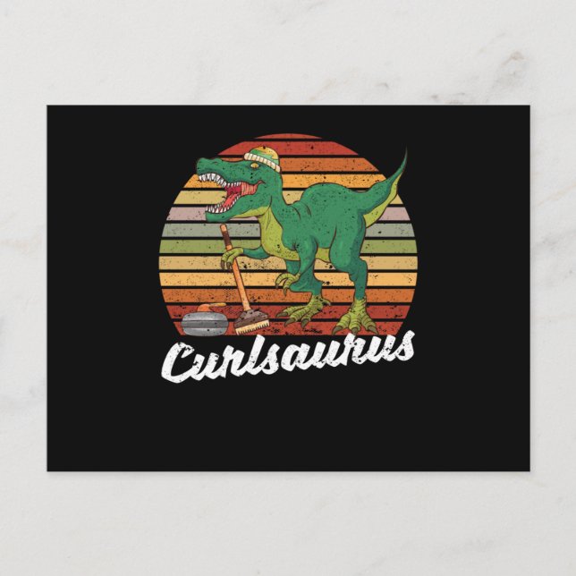 Curling Saurus Dinosaur Curler Trex Winter Postkarte (Vorderseite)