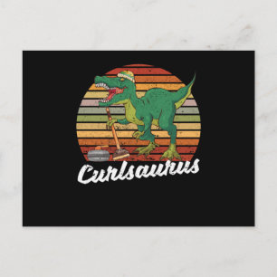 Curling Saurus Dinosaur Lockenwickler Trex Winter Postkarte