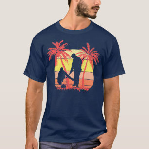 Curling Spieler auf Eissommer Sonnenuntergang 80er T-Shirt