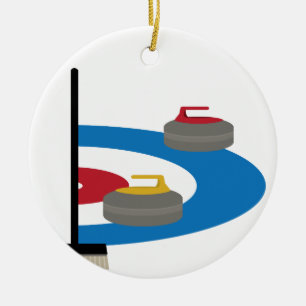 Curling Sport Keramik Ornament