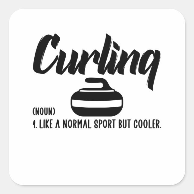 Curling Sport Quadratischer Aufkleber (Vorderseite)