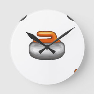 Curling-Stein-Emoji Runde Wanduhr