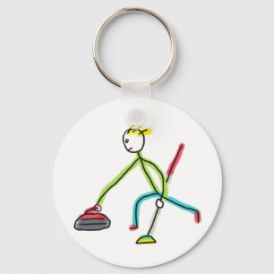 Curling-Stockmann Schlüsselanhänger