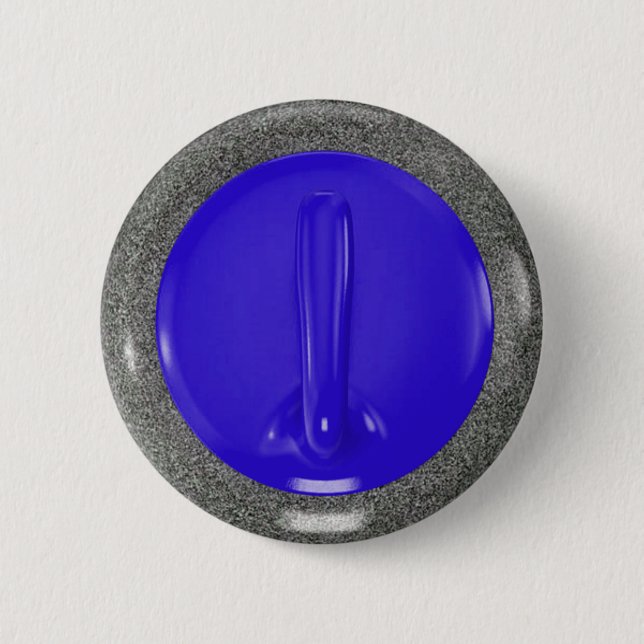 Curling Stone Blue Sports Fun Button (Vorderseite)